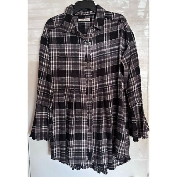Free People Mary Anne Plaid Buttondown Tunic Size M/ Pristine - Picture 4 of 7